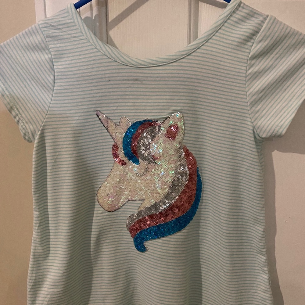Btween striped unicorn top. Size 8